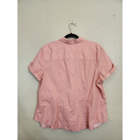 Liz Claiborne Women's Pink White Diamond Print Button Front Blouse Top Size XXL‎ - Picture 2 of 6